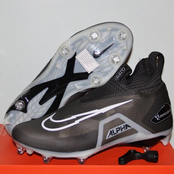 Nike Alpha Menace Elite 3 Detachable Football Cleats Mens 12.5 Black White